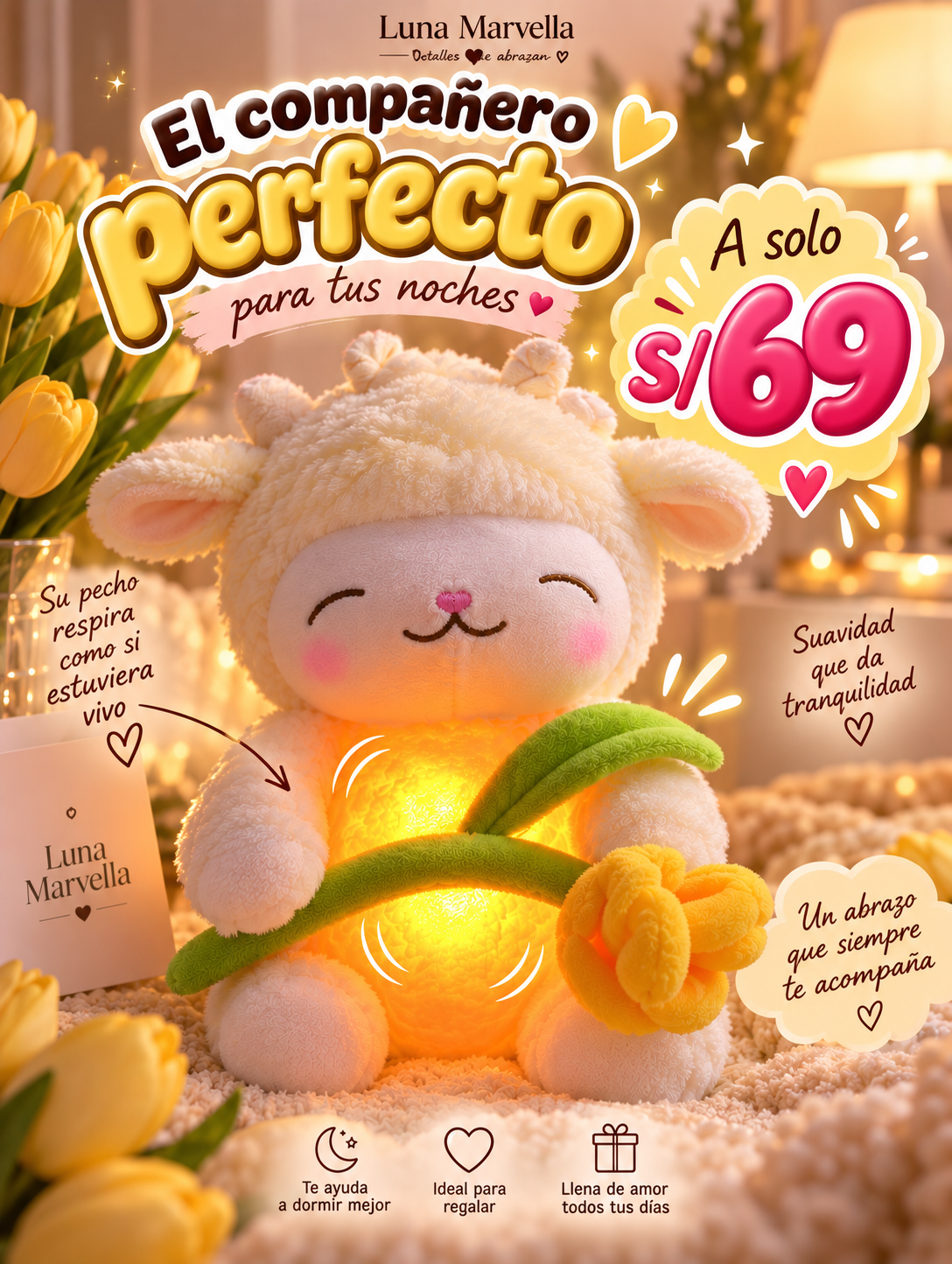 PELUCHE CORDERITO TULIPAN 🌹💛